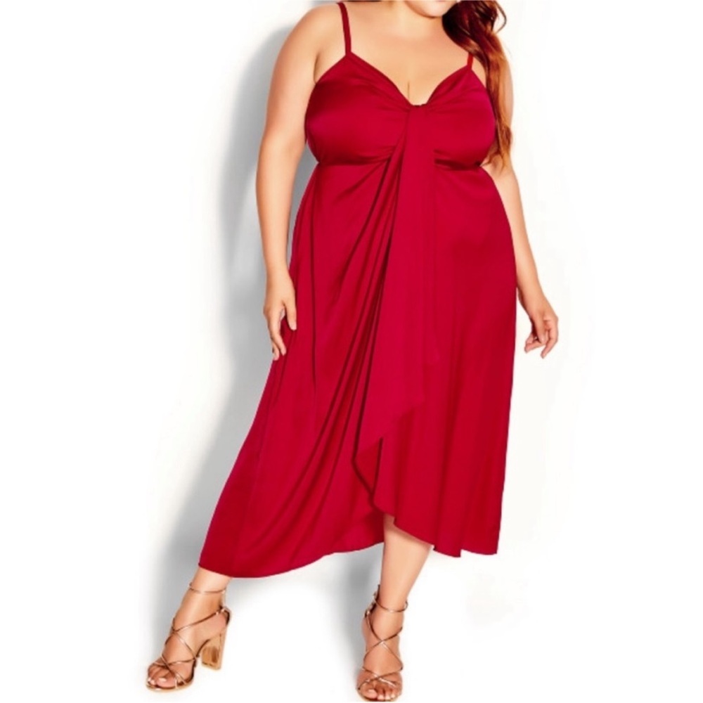City Chic Drapey Love Dress in Love Red SZ 14 NWT